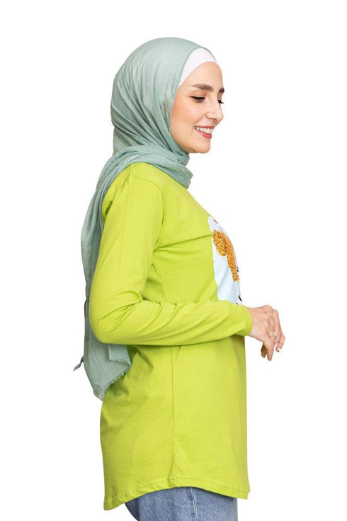 Macaw Green Printed Long - Sleeve Design 30 - Khotwh